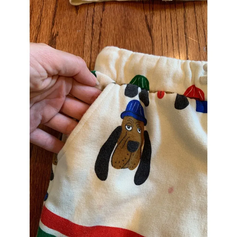 Mini Rodini Bloodhound Dog 100% Cotton AOP Sweatsuit | Multi | 3-5 years